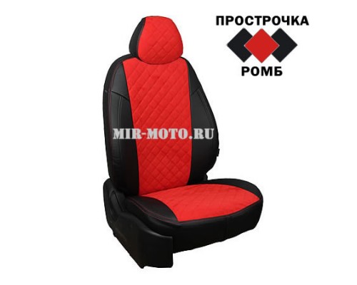 Чехлы на Хонда Цивик 8-выпуск седан 2005-2011 год алькантара красная Ромб